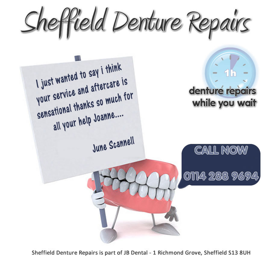 Denture Repairs Sheffield - South Yorkshire - while you wait -  1 hour
